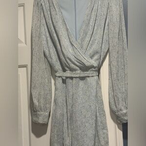 Express Light Blue Floral Long Sleeve Dress